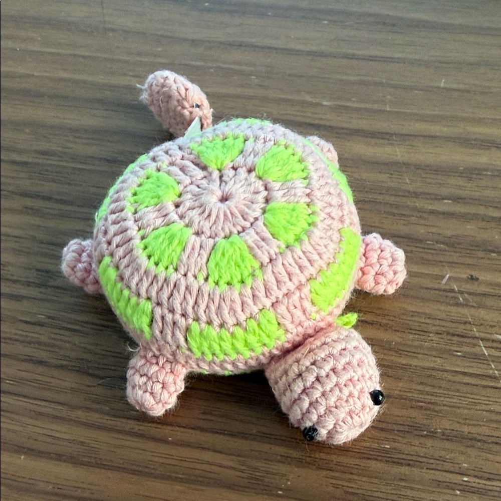 Pink and White Crochet Turtle Measure Tape